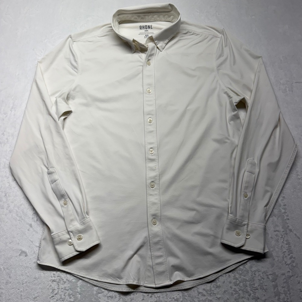 Rhone Commuter Shirt Slim Fit Medium White Mens Stretch Performance Button Down